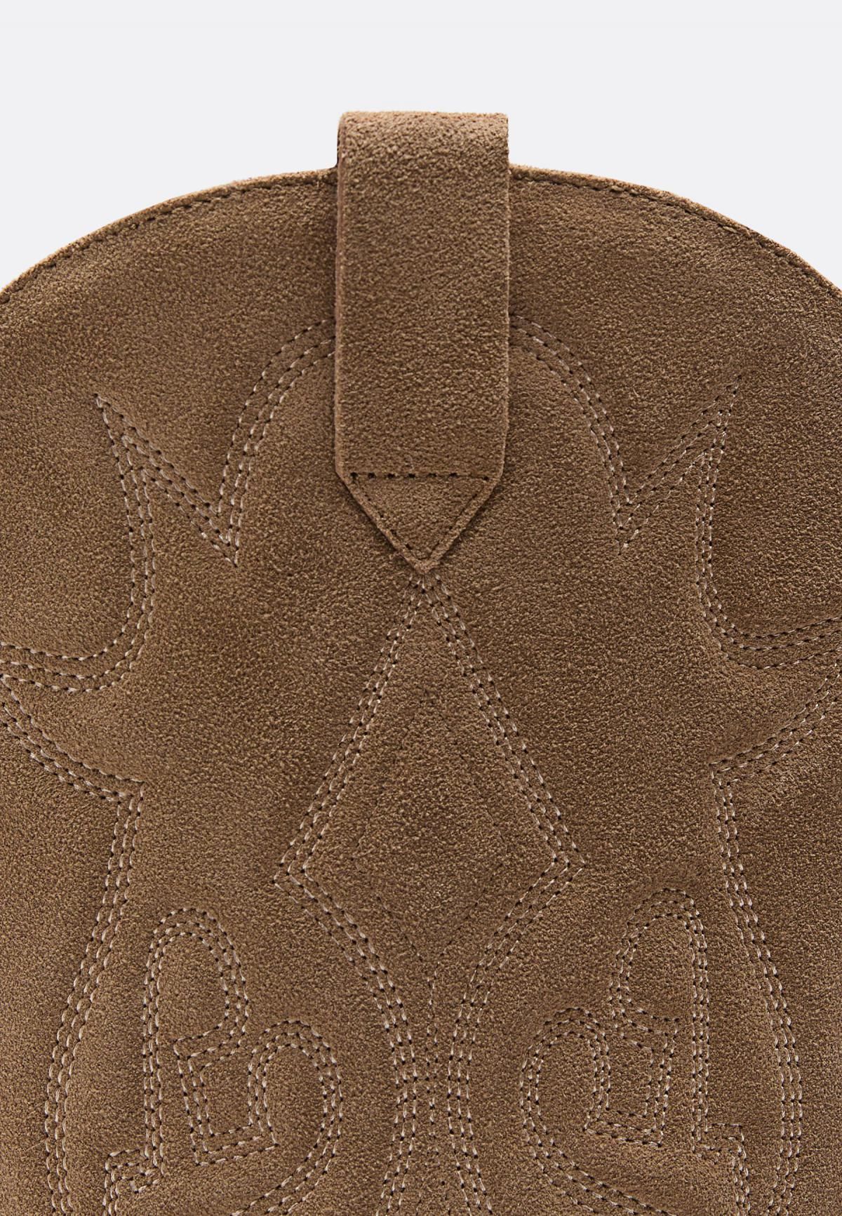 스트라디바리우스 베이지 웨스턴 스플릿 레더 니하이 카우보이 부츠 9851/670 BEIGE - 상세 이미지 5