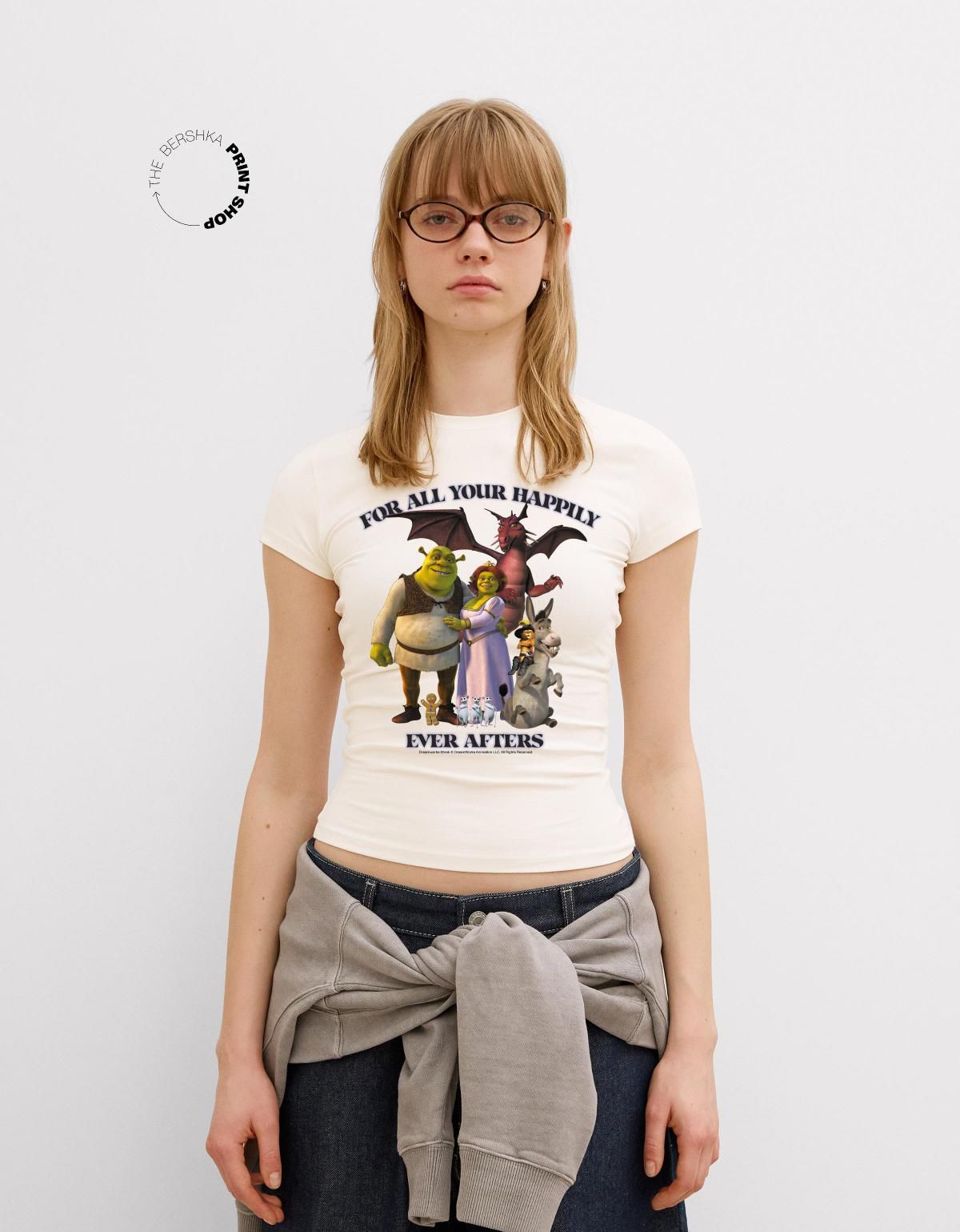 버쉬카 쉬렉 그래픽 크롭 반팔 티셔츠 2686/814 OFF WHITE - 상품 이미지