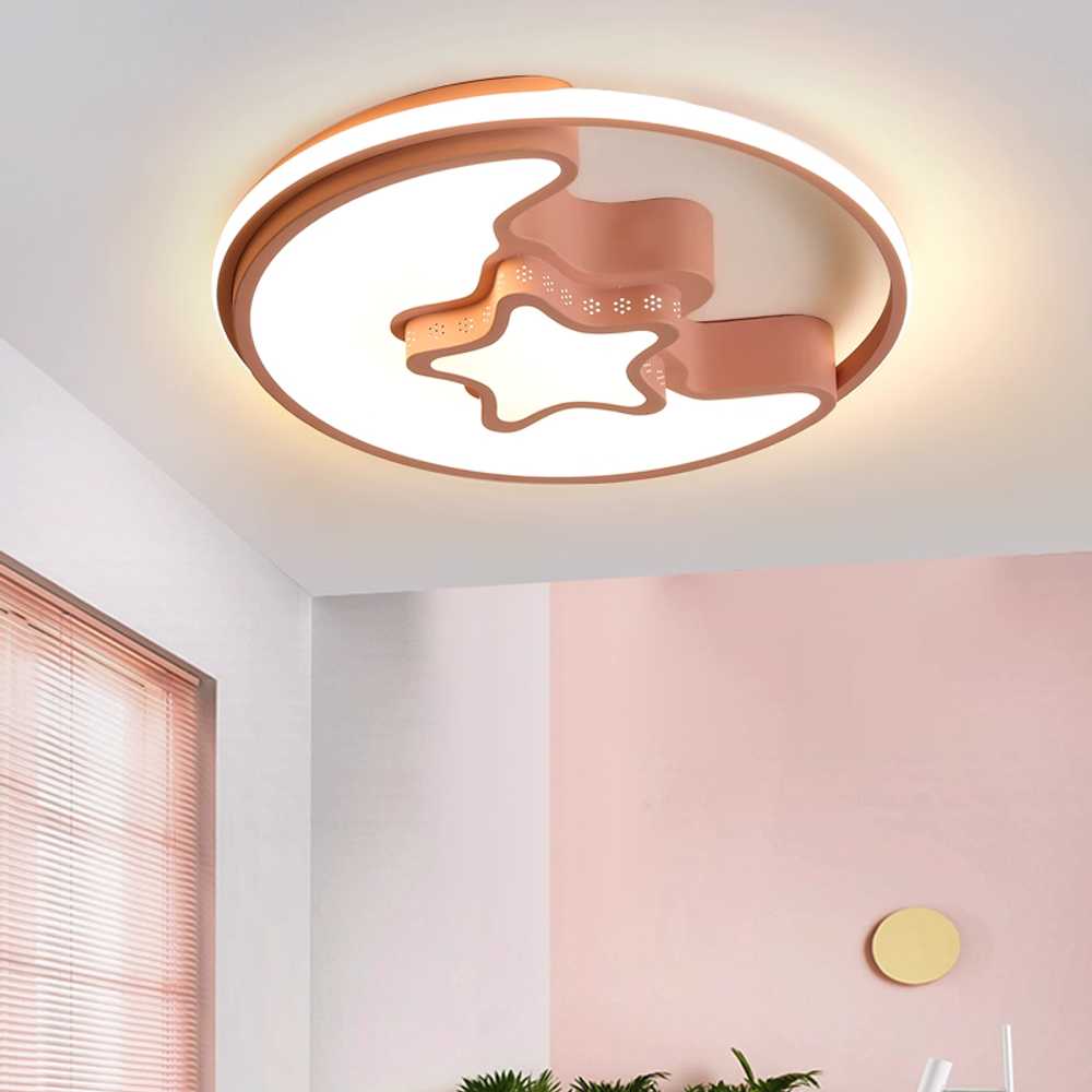 아이방 천장등 방조명 포인트조명 우주 수면 리모콘 파란색 별/달-48cm 56W 스마트 리모컨 - 상세 이미지 4
