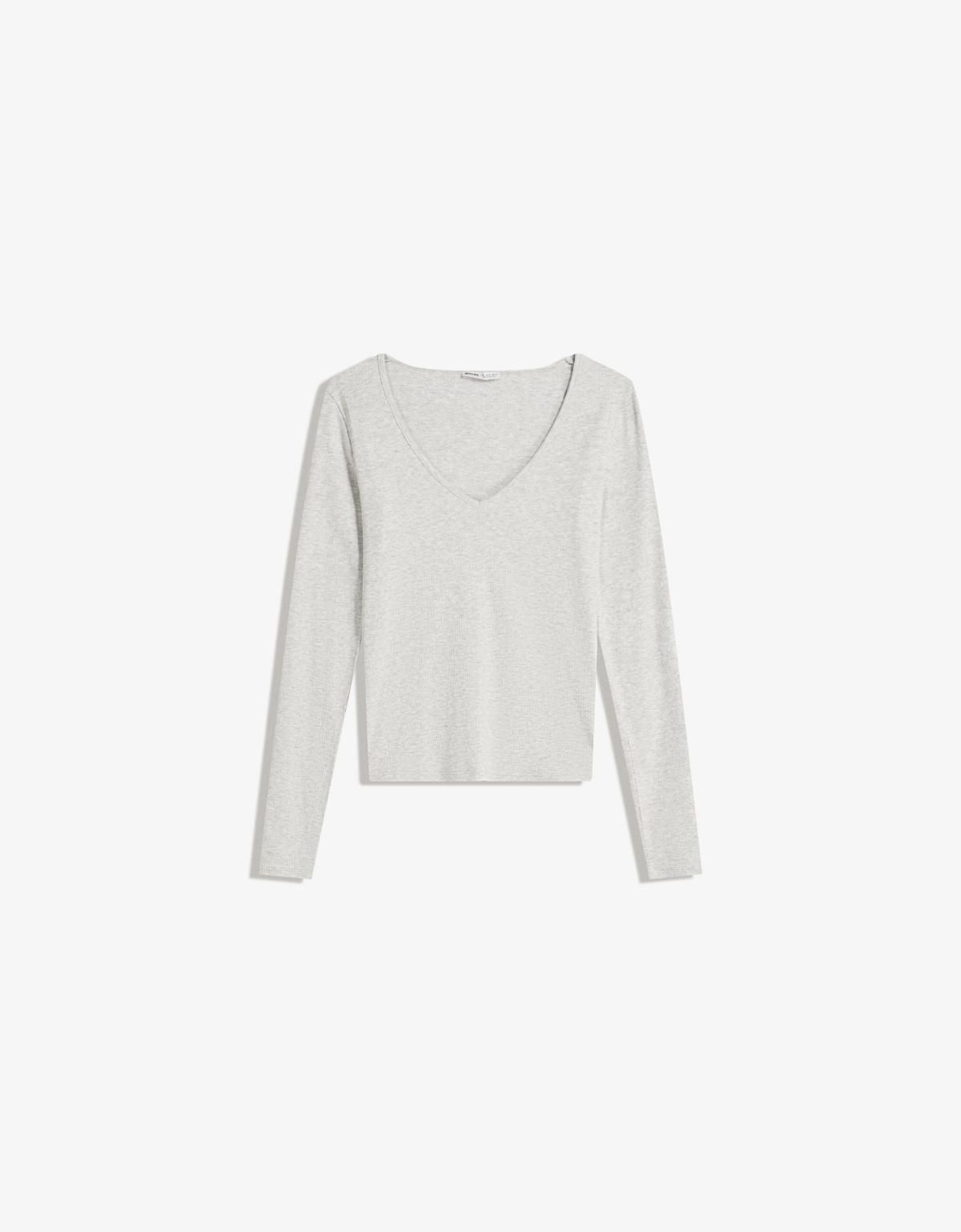 버쉬카 베이직 브이넥 긴팔 티셔츠 7543/205 GREY - 상세 이미지 2