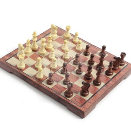 그코 접이식 자석 체스 28x24.5cm 브라운 아이보리 체스세트