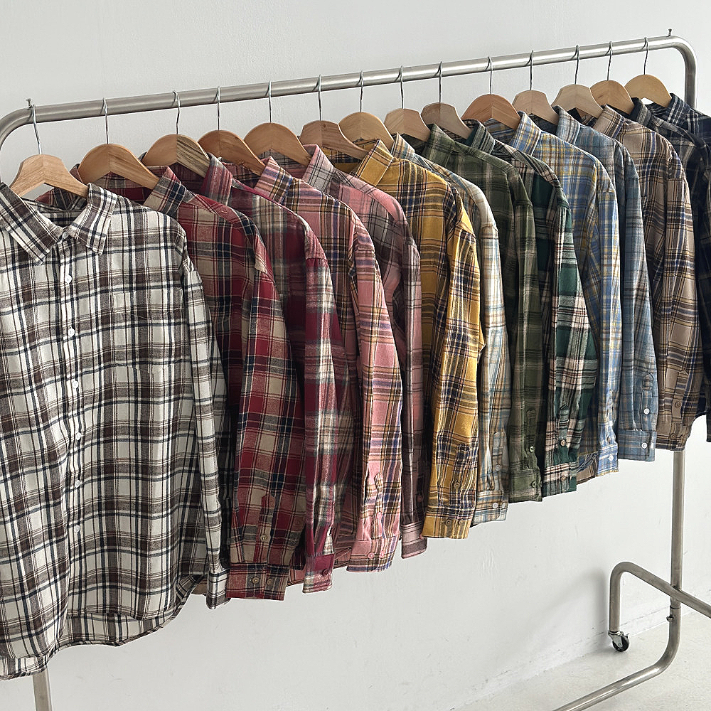 여성 체크셔츠 남방 가을 살안타템 오버핏 롱 박시 빅사이즈 제품 이미지