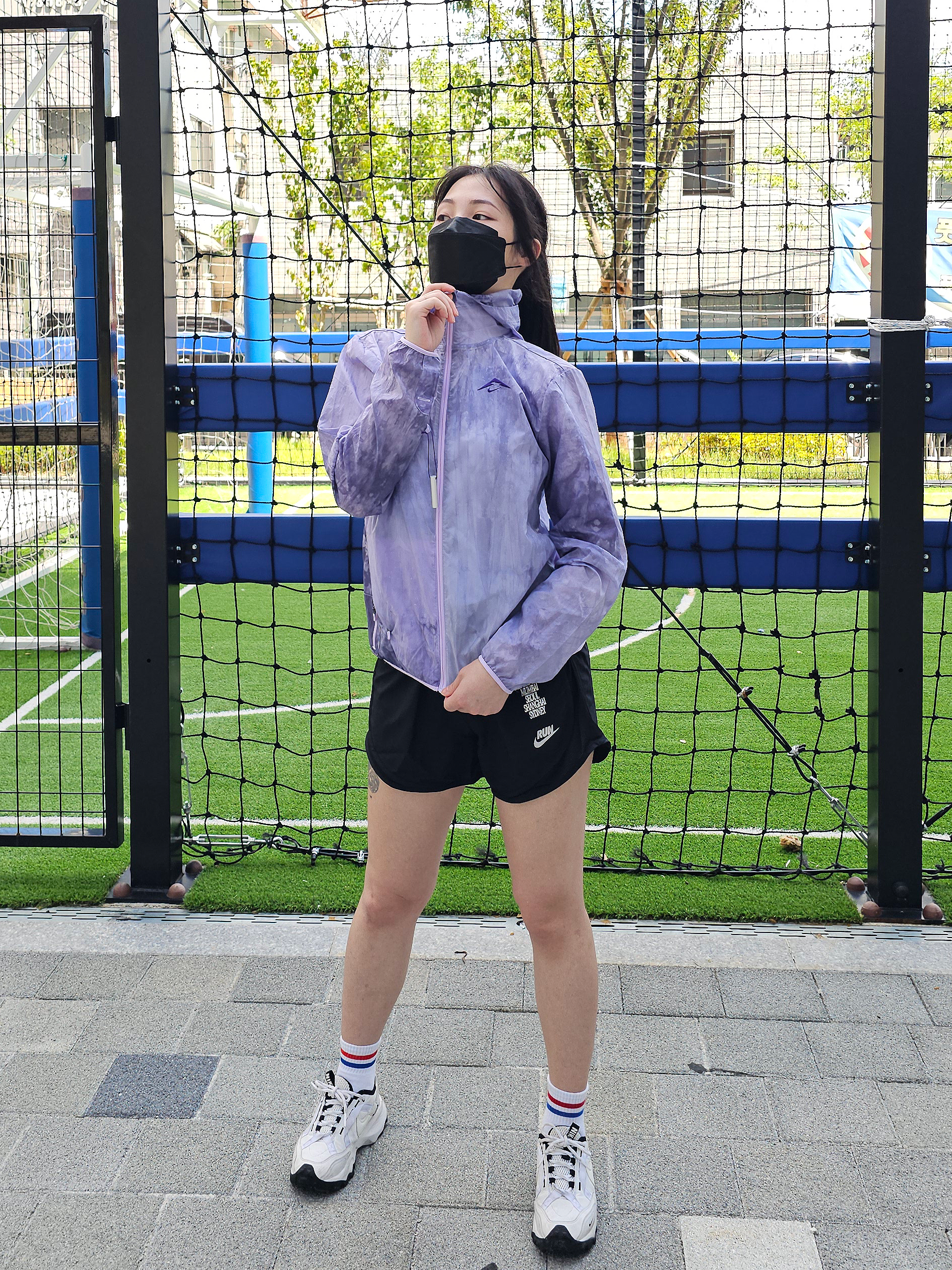 나이키 여성 크롭 초경량 방수 패커블 바람막이 러닝 마라톤 등산 자켓 FN6854라벤더, S 이미지 7