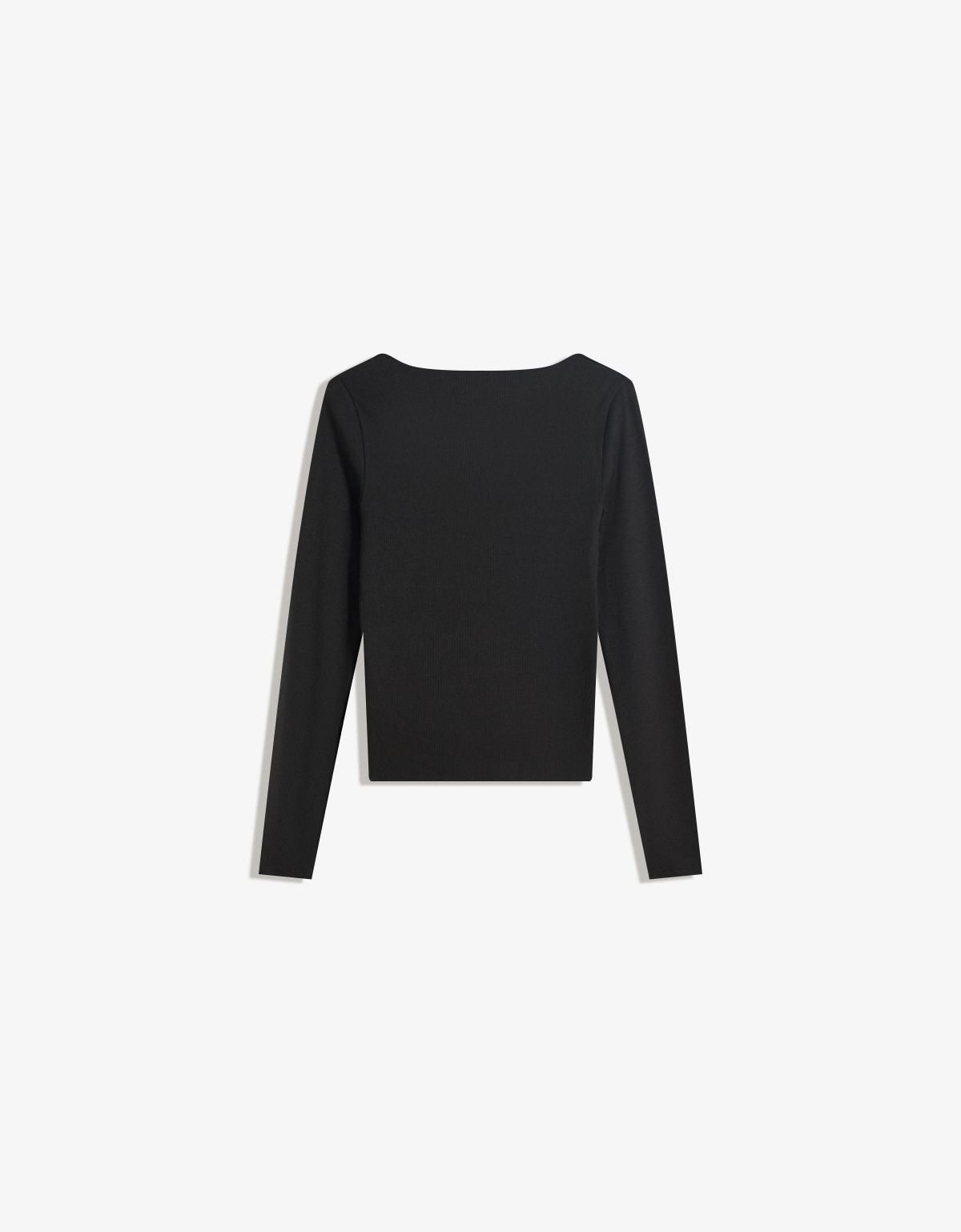 버쉬카 베이직 브이넥 슬림핏 긴팔 티셔츠 7543/205 BLACK - 상세 이미지 2