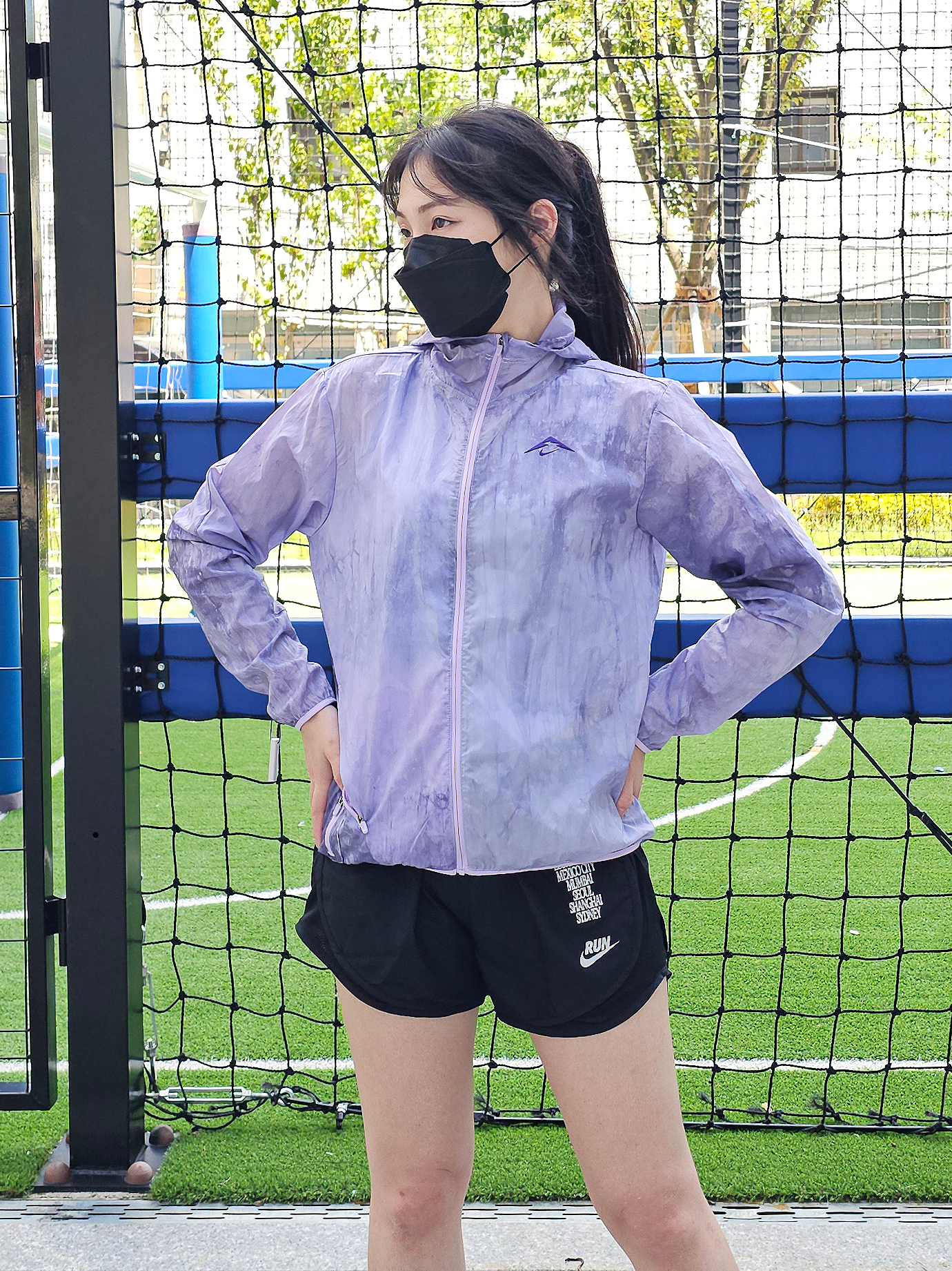 나이키 여성 크롭 초경량 방수 패커블 바람막이 러닝 마라톤 등산 자켓 FN6854라벤더, M - 상세 이미지 5