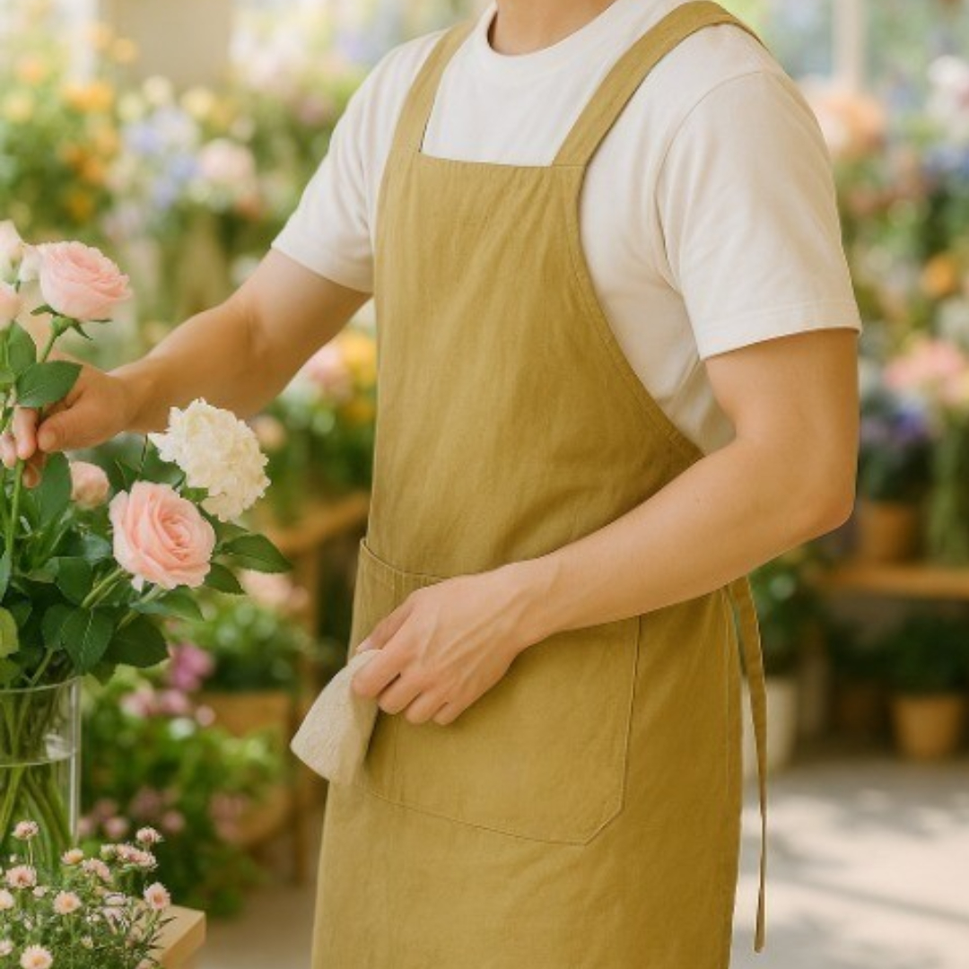 레바나 바스락 무지 원피스형 앞치마 주방 카페 방수 앞치마