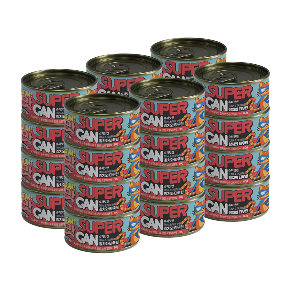 [1박스] 슈퍼맛캔 길고양이 습식간식캔 참치 타우린, 80g, 24개 - 상품 이미지
