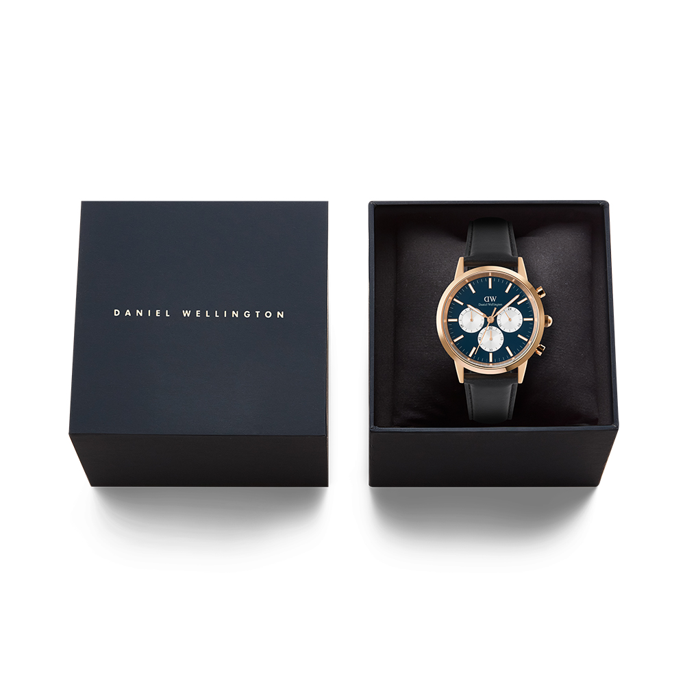 다니엘 웰링턴 ICONIC CHRONOGRAPH 데일리 남성 크로노그래프 가죽시계 로즈골드 이미지 6