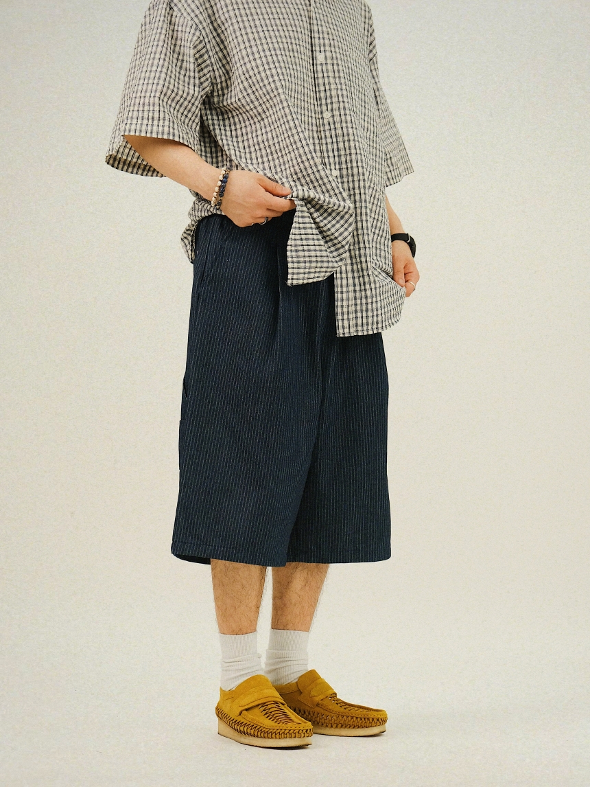 WY Stripe Carpenter Patch Bermuda Pants - 세미카지