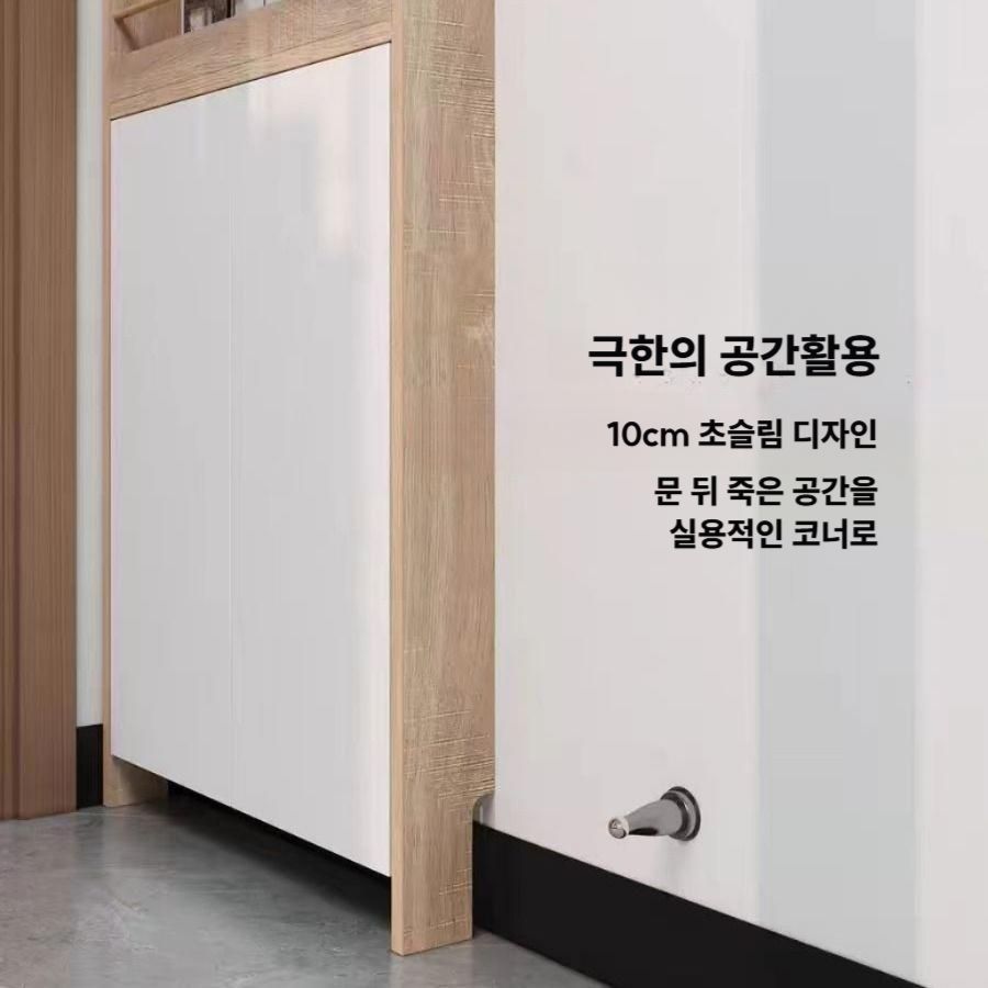 얇은 문뒤 수납장 폭좁은 슬림 선반 공간활용 틈새장 깊이 10cm A타입 / 우드 60cm - 상세 이미지 3