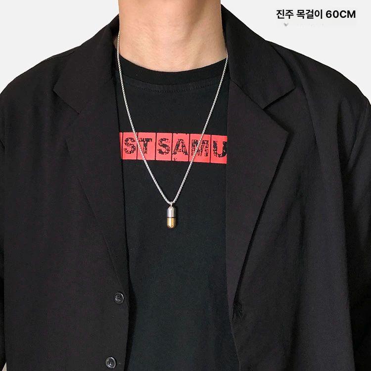 휴대용 약통 목걸이 캡슐 비상용 노인 스테인리스모델 블랙캡슐 블랙체인 60CM - 상세 이미지 3