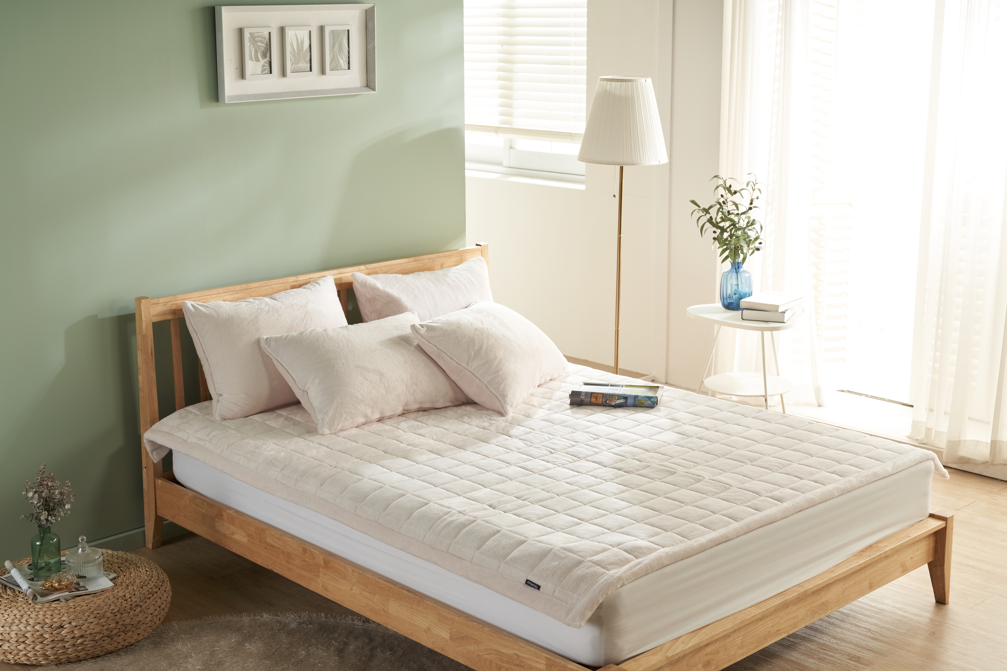 극세사패드 라셀 5mm 고정밴드 누빔 매트리스 두꺼운 겨울 침대 패드 SS