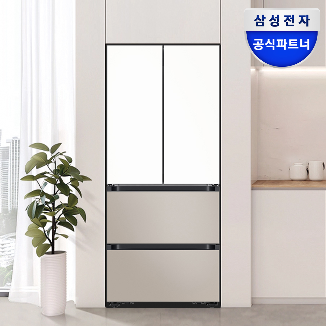 2025 NEW 삼성전자 비스포크 AI 4도어 김치냉장고 키친핏 Max 420L RK70F42M2ZG 화이트/베이지