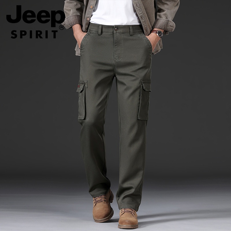 JEEP SPIRIT 가을 카고팬츠 남성 캐주얼 멀티 포켓 루즈핏 스트레이트 바지 - 상세 이미지 3