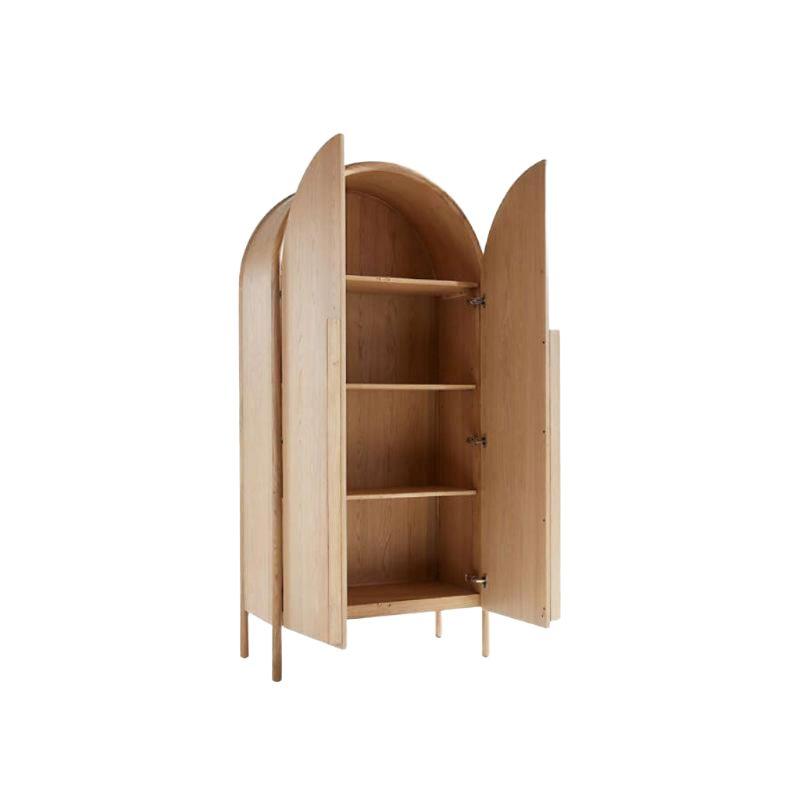 나무 장롱 아치형 원목 정리함 빈티지 옷장 이불장 수납장 100x50x200cm 블랙 이미지 6