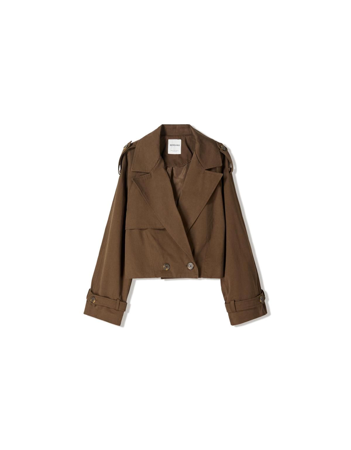 버쉬카 트렌디 크롭 트렌치 재킷 1421/085 BROWN - 상세 이미지 3