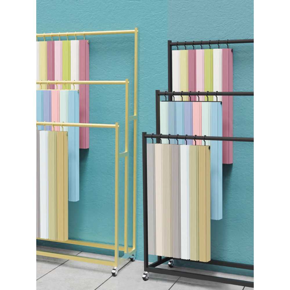 커튼 진열대 랙 섬유 철제 디피 스탠드 디스플레이 골드 행거 120cm+바퀴 - 상세 이미지 5