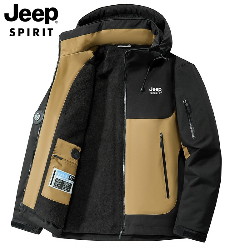 JEEP SPIRIT가을 겨울 남성 기능성 바람막이 플리스 재킷 방풍 방한 후드자켓 - 상품 이미지