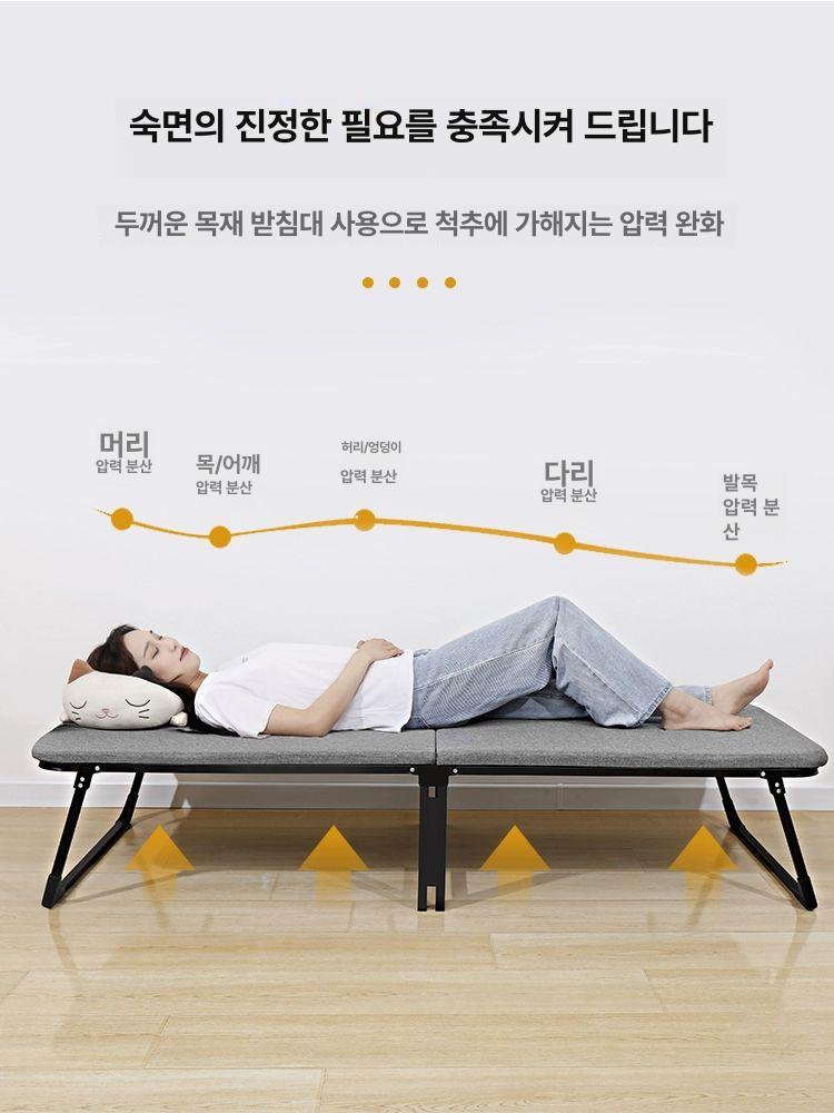 접이식 1인침대 당직실 원룸 캠핑침대 리클라이너 두꺼운 사각관 두꺼운 편안한 90CM - 상세 이미지 2