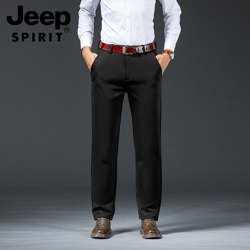 JEEP SPIRIT 가을 겨울 남성 스트레이트 캐주얼 팬츠 루즈 비즈니스 정장 바지 - 상세 이미지 3