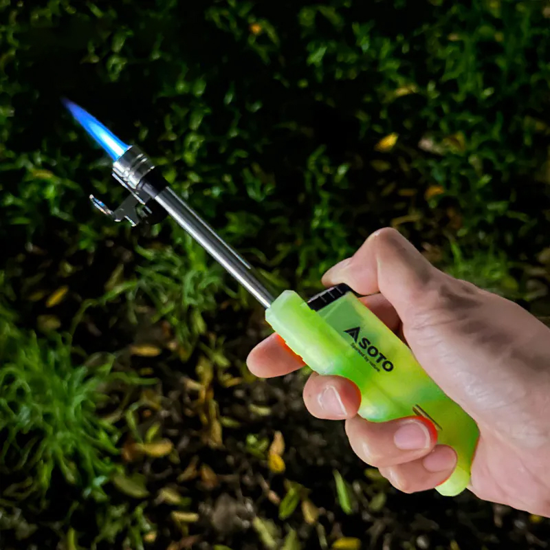 소토 슬라이드 가스 토치 ST-487 LU 루미너스 캠핑 휴대용 방풍 라이터 부탄 충전