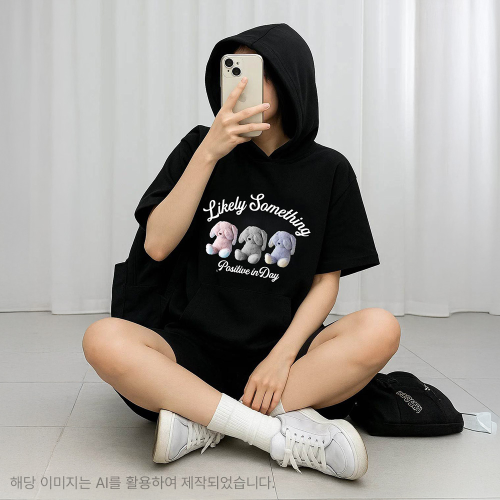 더데이걸 반팔 박시 후드티 TGMH25302 - 상품 이미지