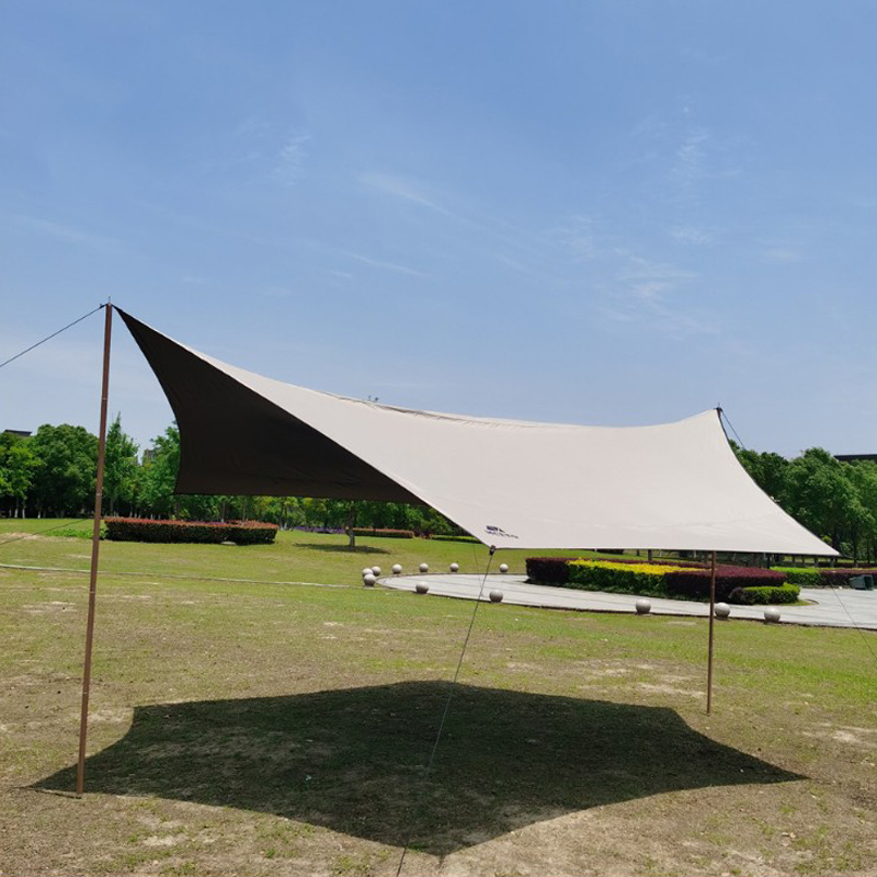 KOOLMAN 쿨맨 MCETO 캠핑 헥사 플라이 타프 그늘막 블랙코팅 L, 라이트브라운