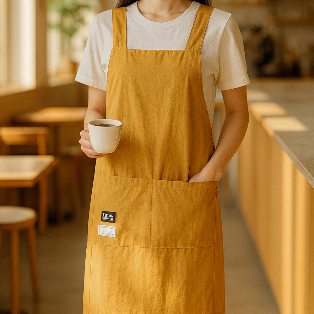 레바나 바스락 무지 원피스형 앞치마 주방 카페 방수 앞치마