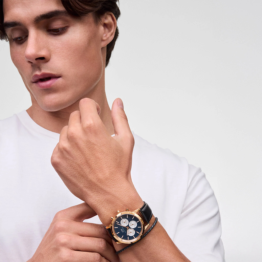 다니엘 웰링턴 ICONIC CHRONOGRAPH 데일리 남성 크로노그래프 가죽시계 로즈골드 - 상세 이미지 2