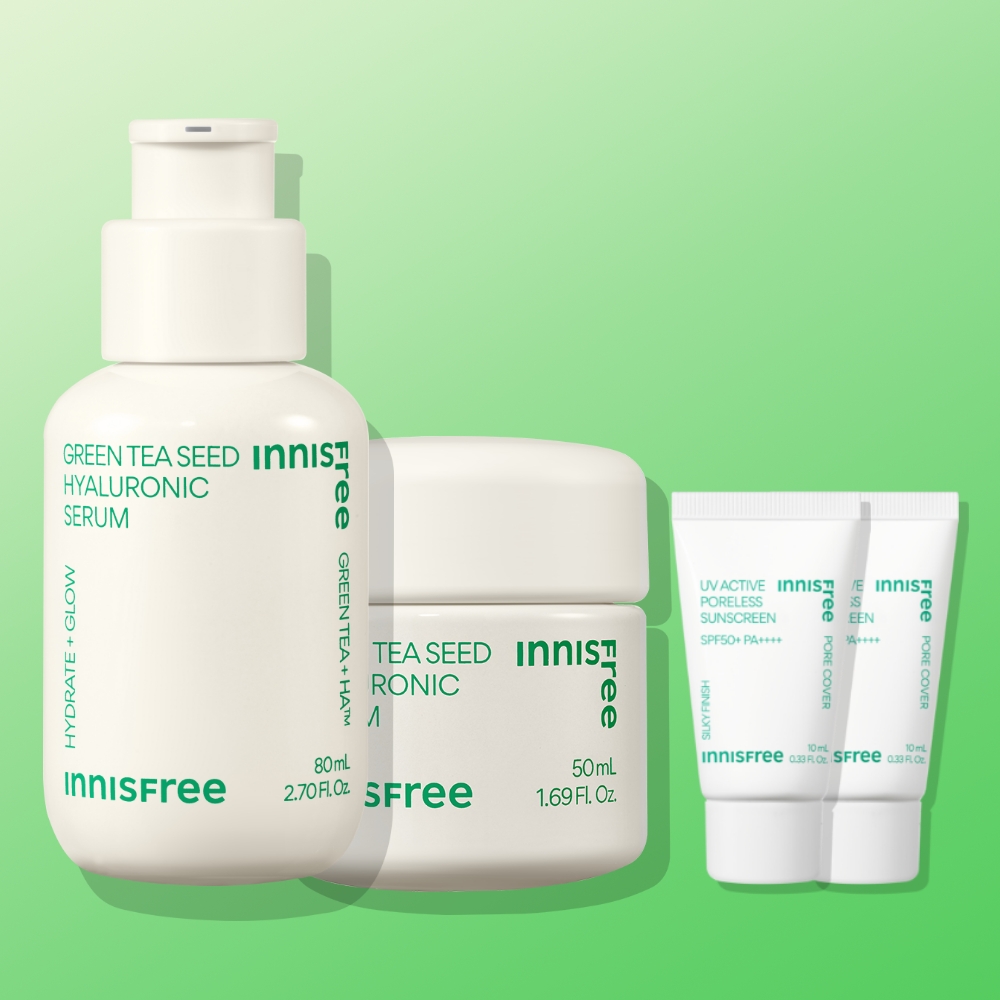 이니스프리 그린티 씨드 히알루론산 수분세럼 80mL + 그린티 씨드 히알루론산 수분크림 50mL - 상품 이미지