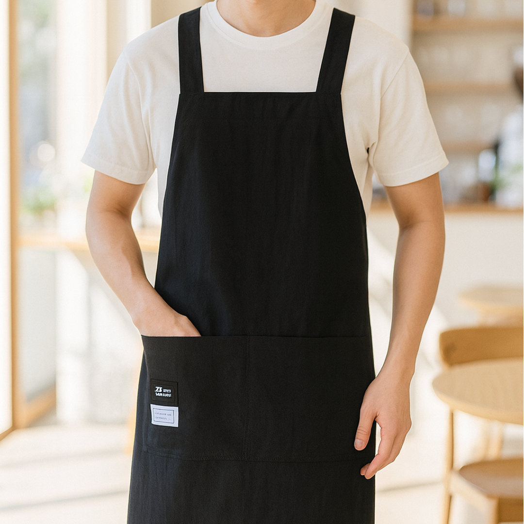 레바나 바스락 무지 원피스형 앞치마 주방 카페 방수 앞치마