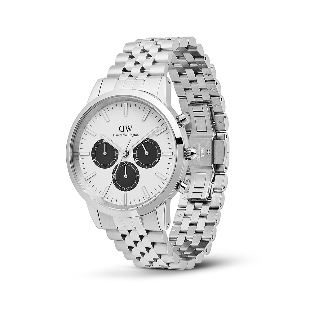 [다니엘 웰링턴] ICONIC CHRONOGRAPH LINK 오프화이트 판다 쿼츠 남성메탈시계 - 상세 이미지 5