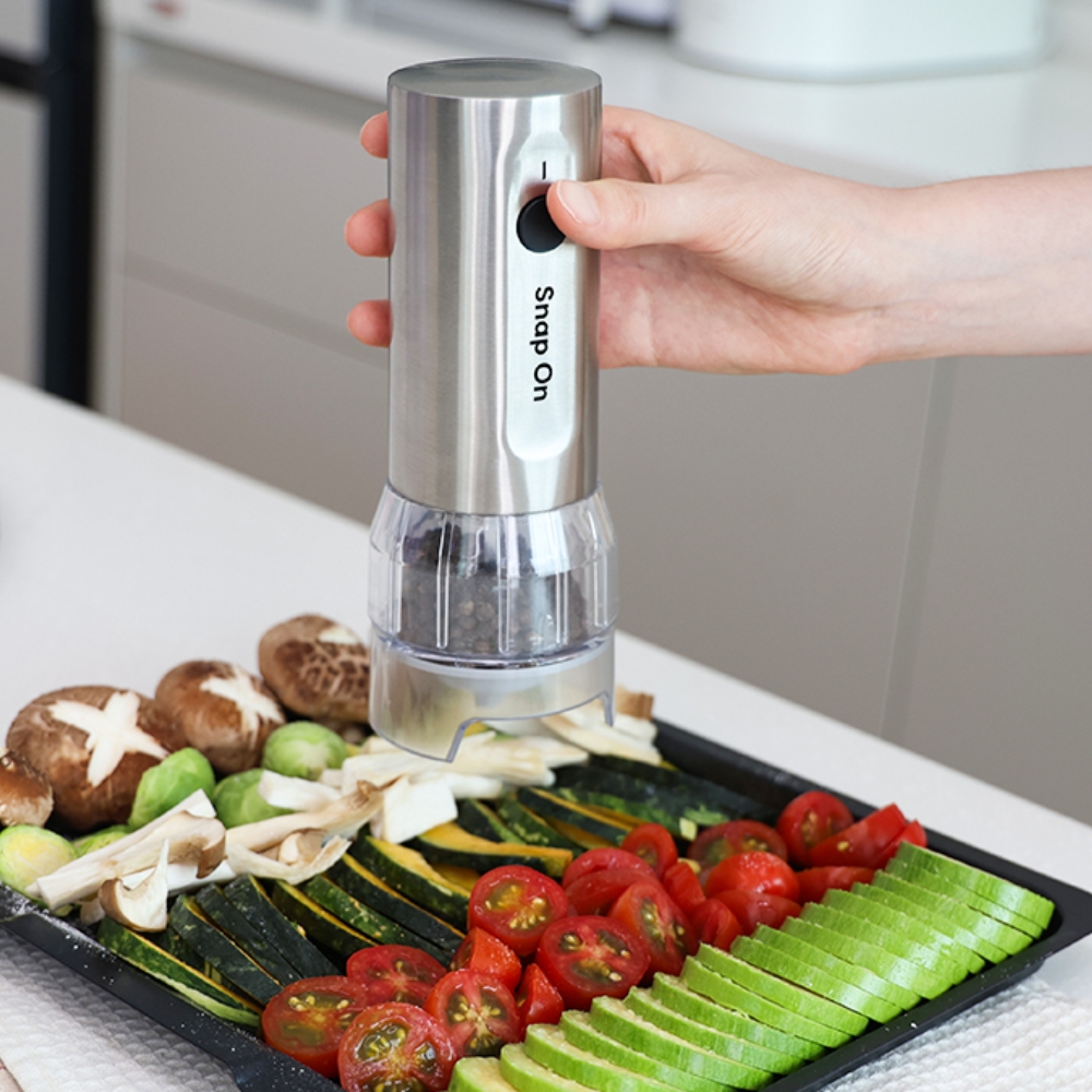 [디클] 5in1 스냅온 전동 후추 자동 그라인더 소금 후추그라인더 충전식 보틀5개+거치대