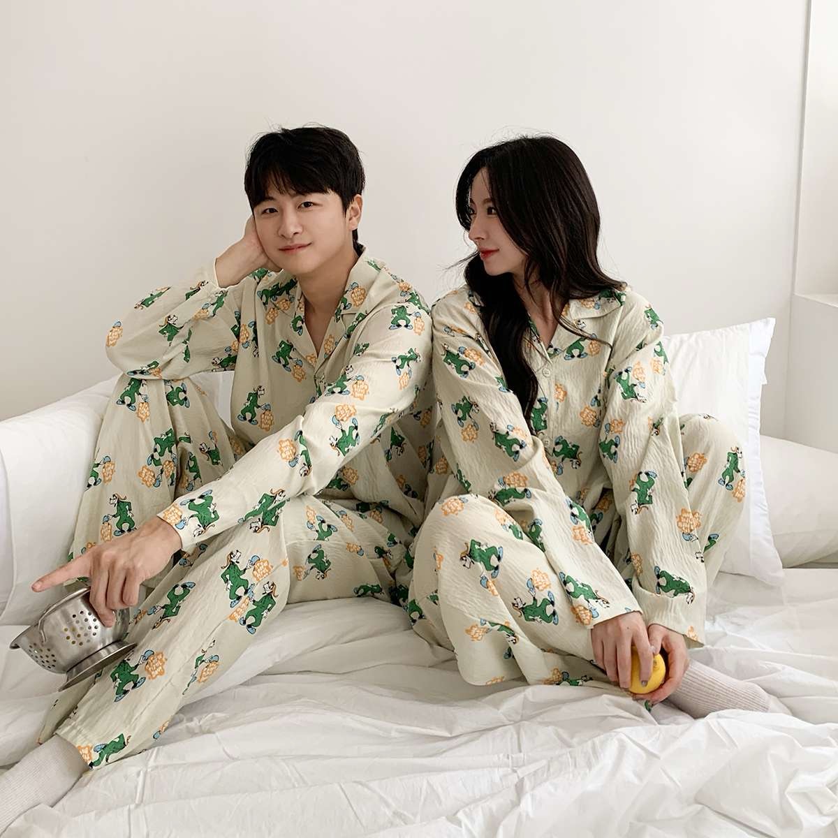 디즈니잠옷 구피 긴팔 긴바지 커플 세트 홈웨어 파자마 파티 빅사이즈 - 상세 이미지 2