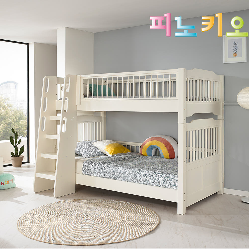 피노키오 르꼴마르 원목 이층침대 크림화이트 고무나무 - 상세 이미지 3