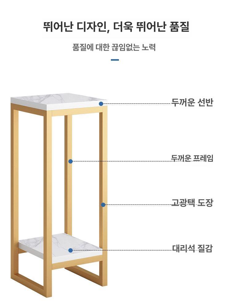 거실 화분 정리대 발코니 이동식 거치대 인테리어 다육이 블랙화이트 너비24 높이60 - 상세 이미지 2