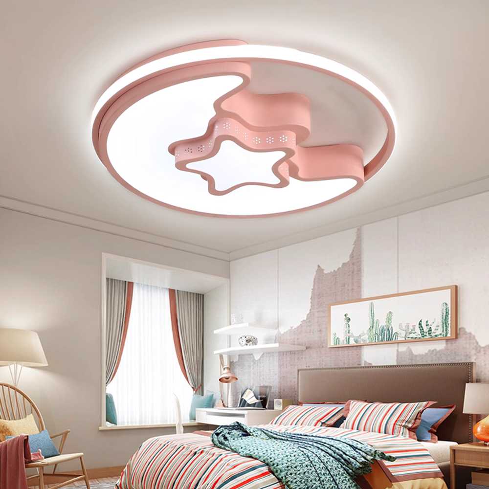 아이방 천장등 방조명 포인트조명 우주 수면 리모콘 파란색 별/달-48cm 56W 스마트 리모컨 - 상세 이미지 2