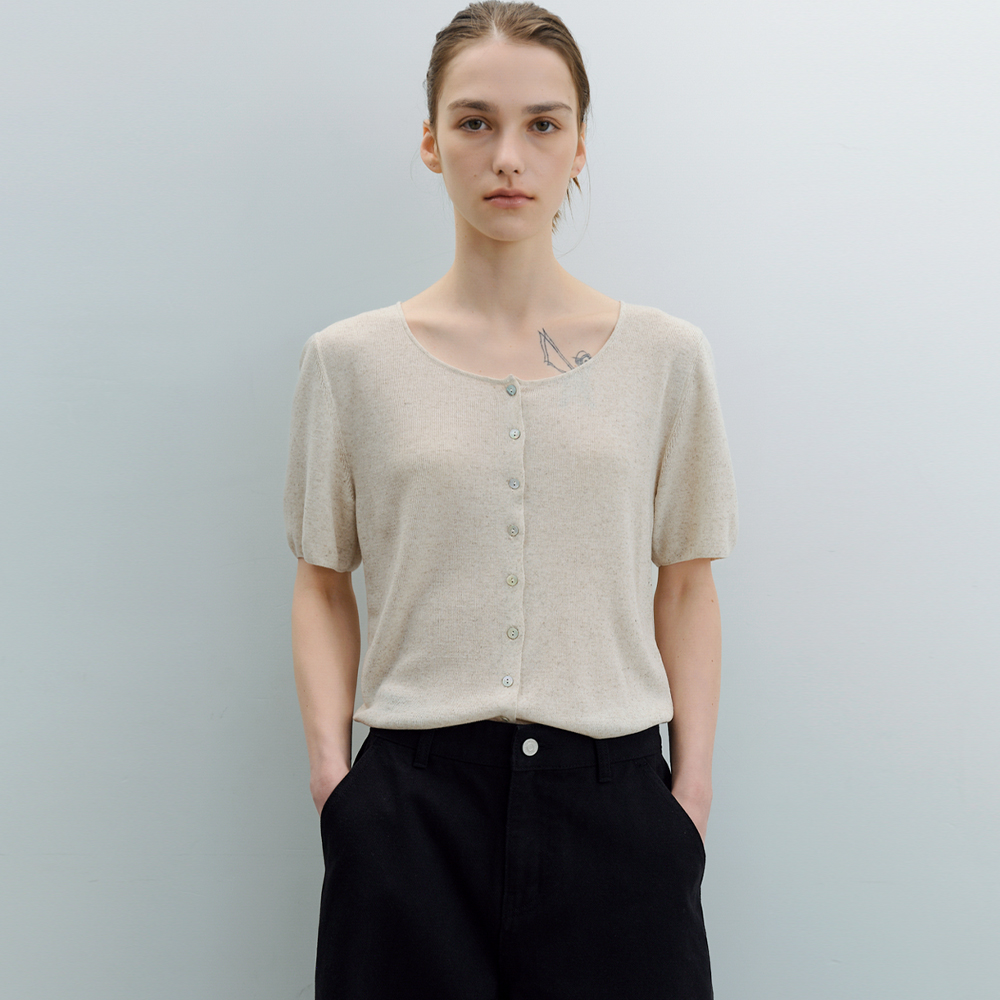 [블루브릭] Short u-neck knit (natural) - 상품 이미지