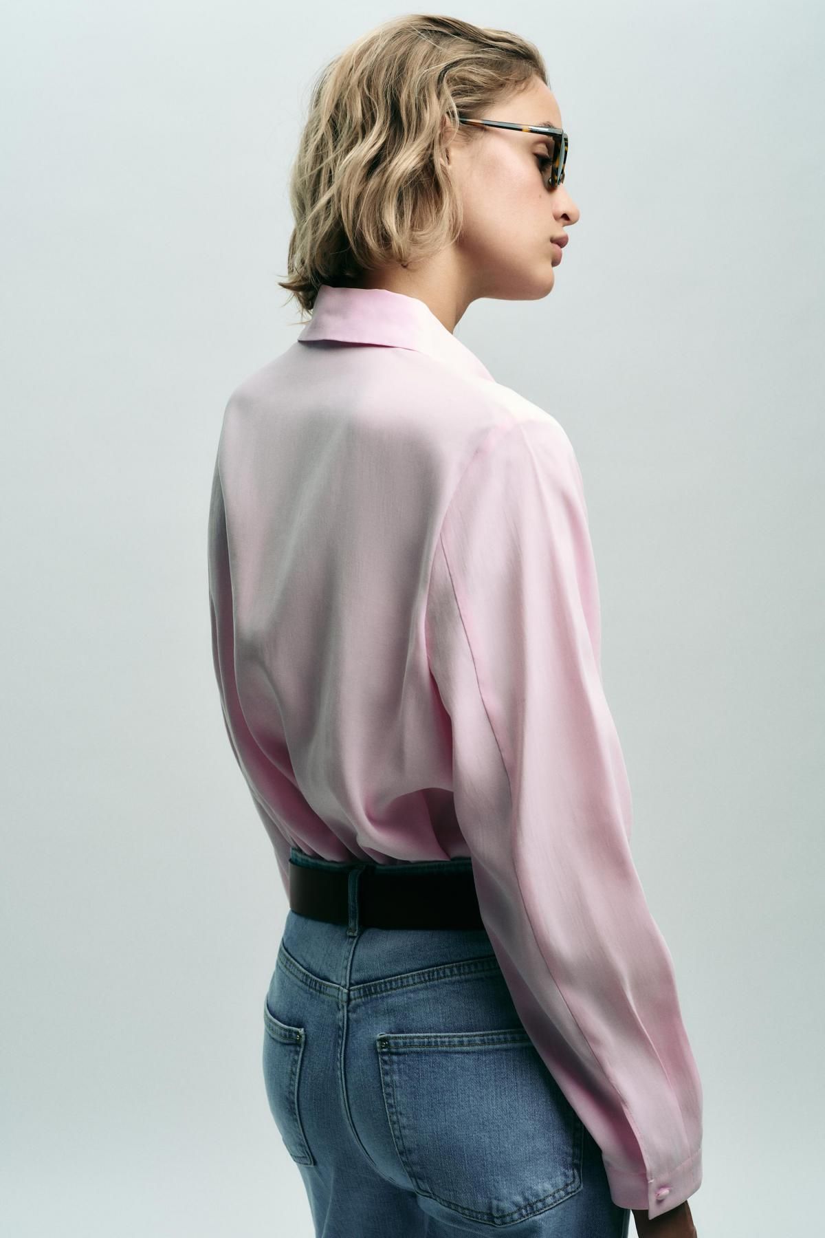 자라 소프트터치 플루이드 긴팔 셔츠 2157/231 PASTEL PINK - 상세 이미지 5
