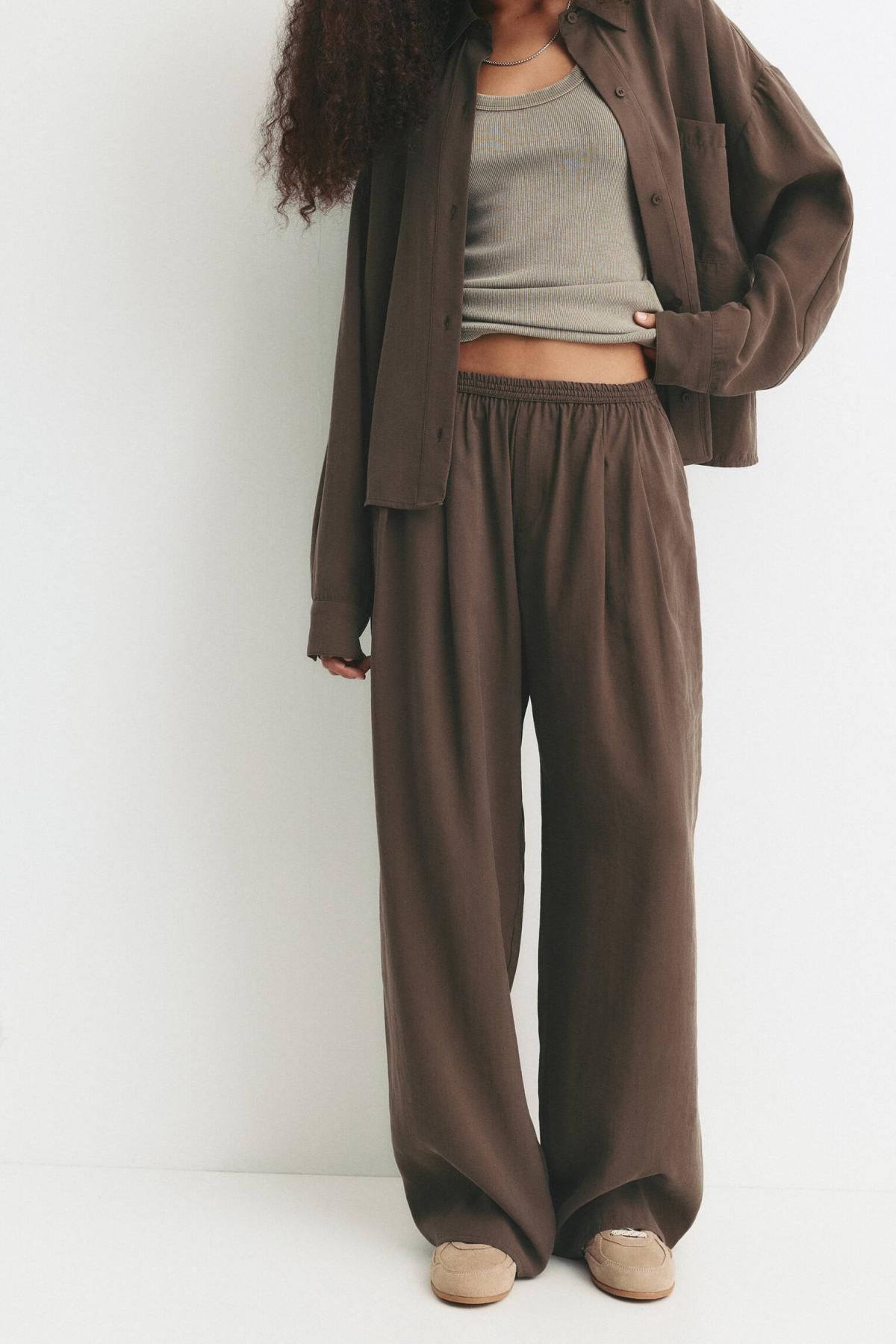 풀앤베어 테크니컬 다트 스마트 와이드 팬츠 7675/389 BROWN - 상품 이미지