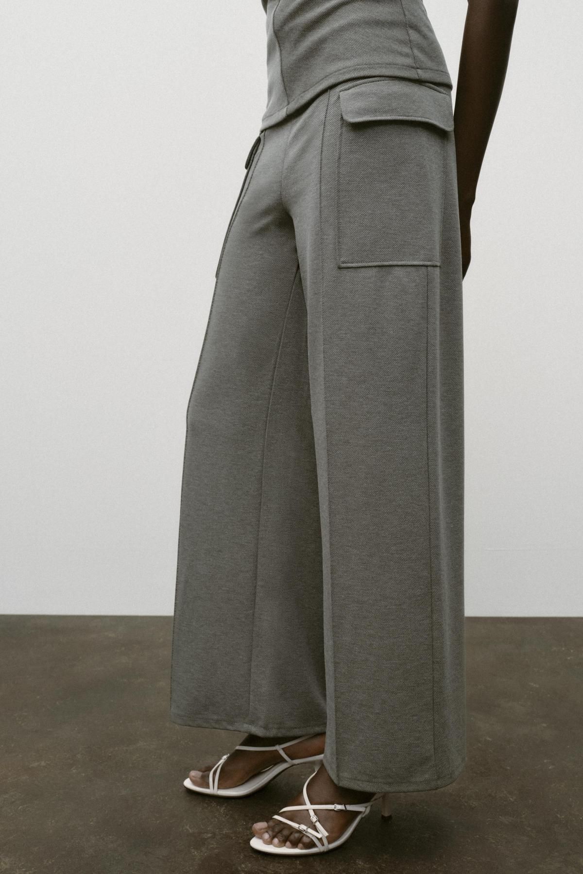 자라 와이드핏 테크니컬 포켓 피케 팬츠 3644/186 ANTHRACITE GREY - 상세 이미지 4