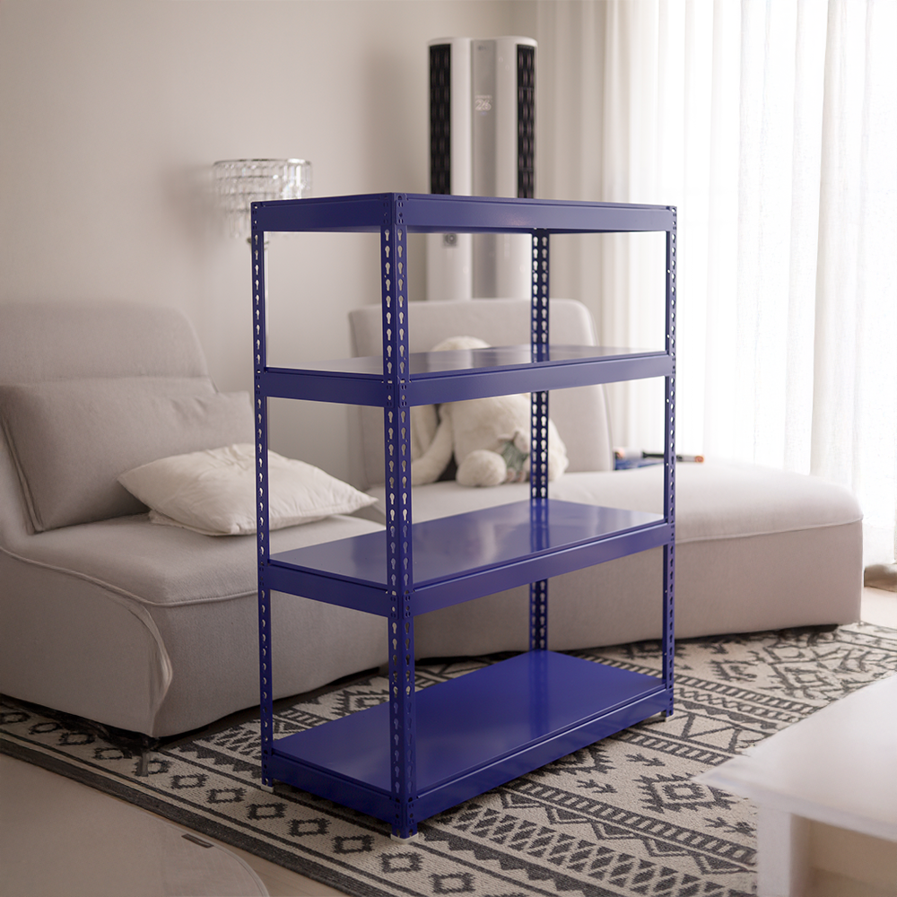 폴던스랙 올스틸 홈 카페 거실 수납 선반 인테리어 선반장 1000x400x1500mm, 4단, 블루 - 상품 이미지