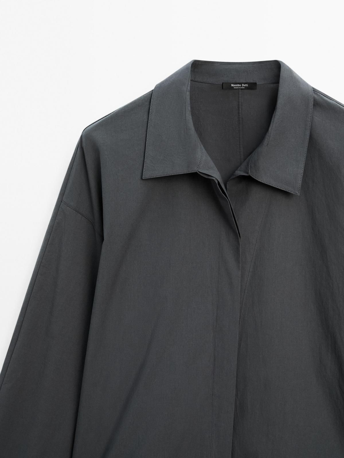 마시모두띠 오버핏 100 코튼 포플린 긴팔 셔츠 5112/612 BLUISH GREY - 상세 이미지 3