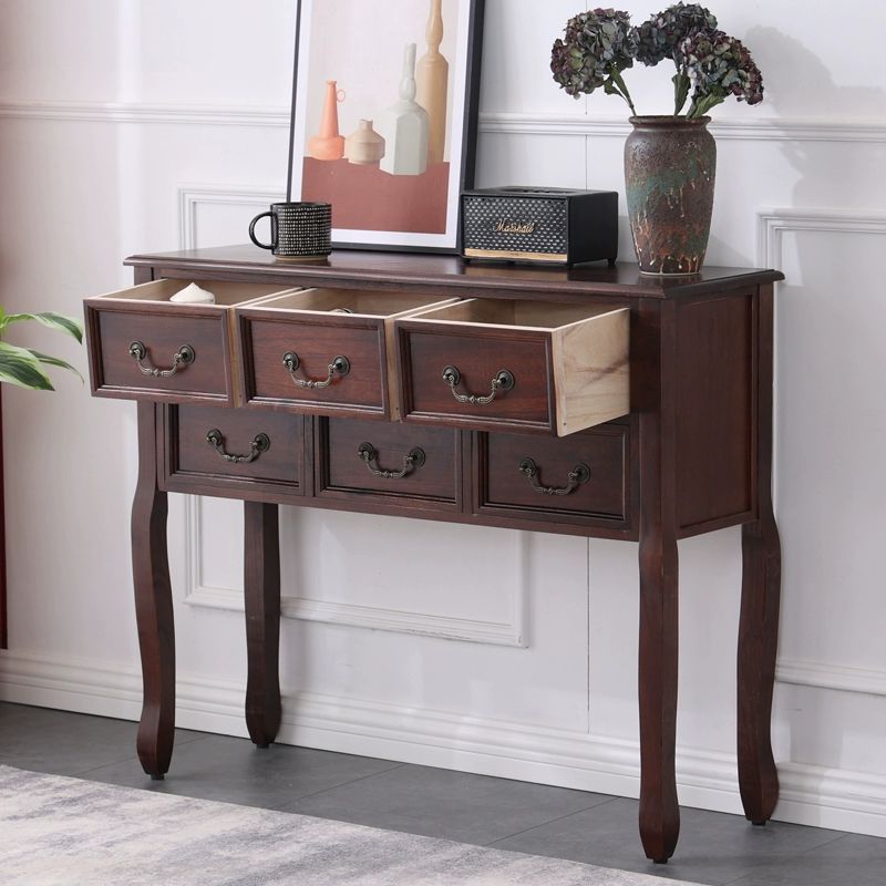 현관콘솔 서랍장 장식장 수납장 콘솔장 테이블 현관 인테리어 콘솔 수납 라이트월넛 80x32x82cm - 상세 이미지 4