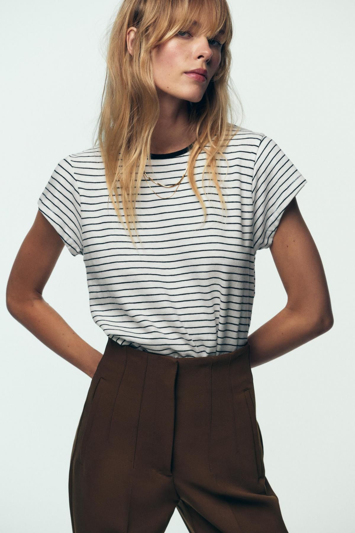 자라 스트라이프 라운드넥 레귤러핏 반팔 티셔츠 4174/647 STRIPED - 상세 이미지 3