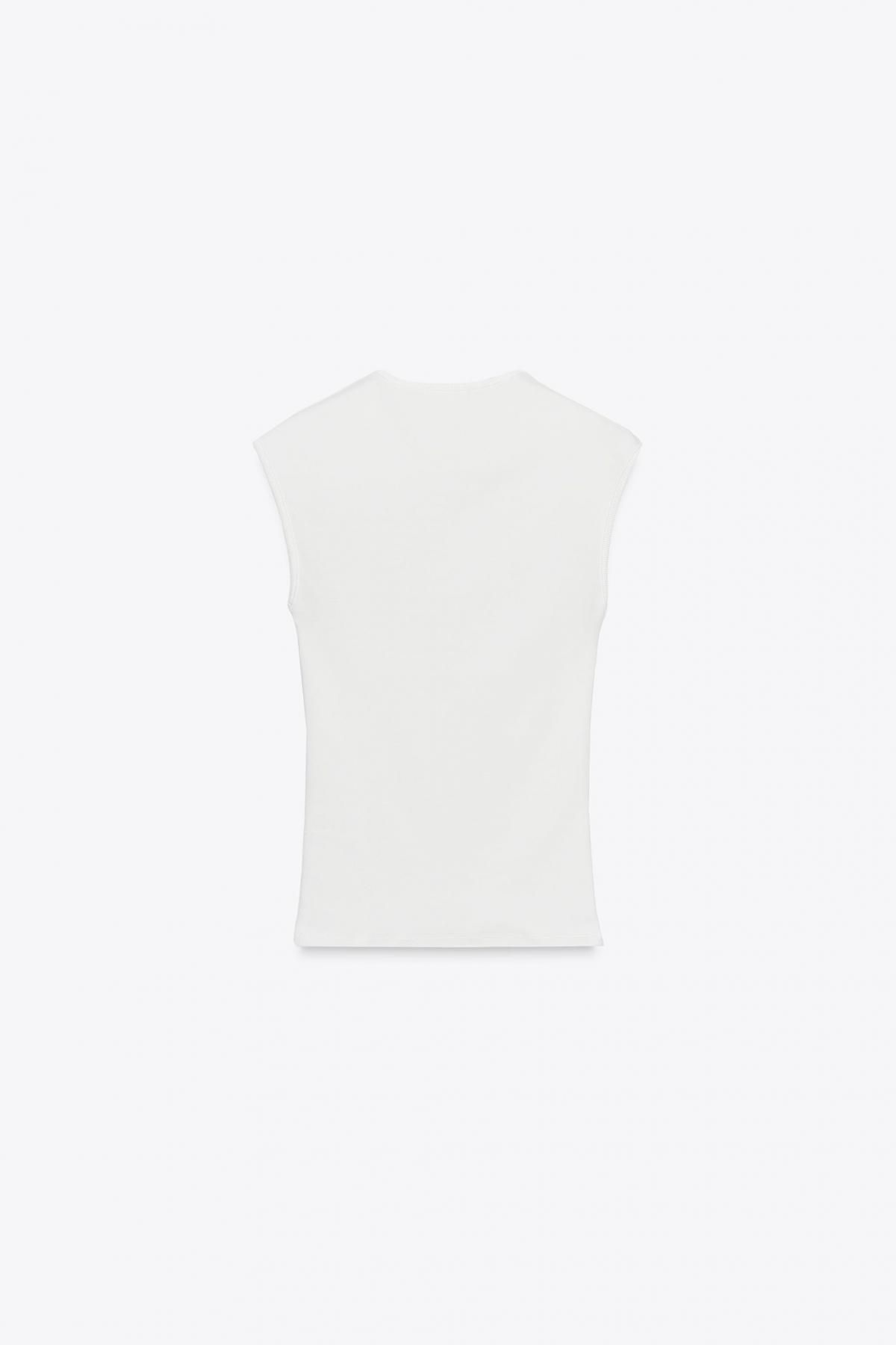 자라 슬림핏 민소매 골지 라운드넥 티셔츠 0858/605 WHITE - 상세 이미지 5
