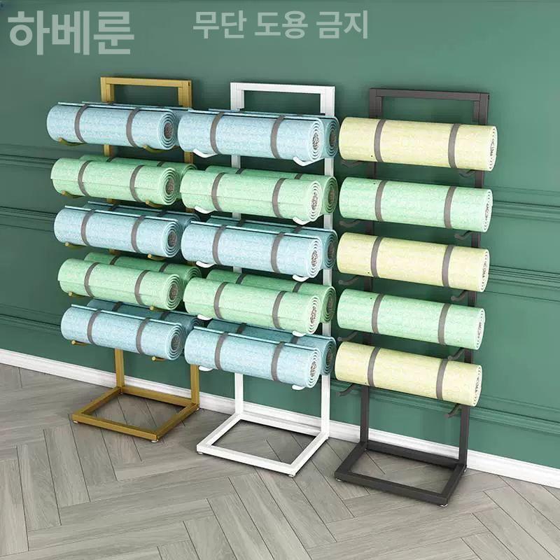 폼롤러 보관함 거치대 벽걸이 진열대 정리대 수납 요가매트정리대 대형 싱글 버튼 소형 블랙 두께 있음 - 상세 이미지 4