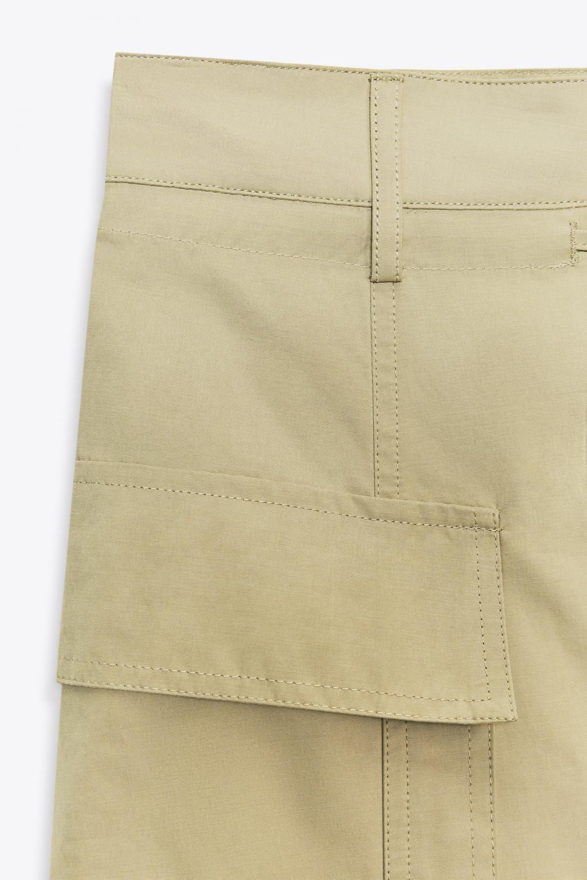 자라 유틸리티 카고 벨트 포켓 미디 스커트 1255/540 LIGHT KHAKI - 상세 이미지 4
