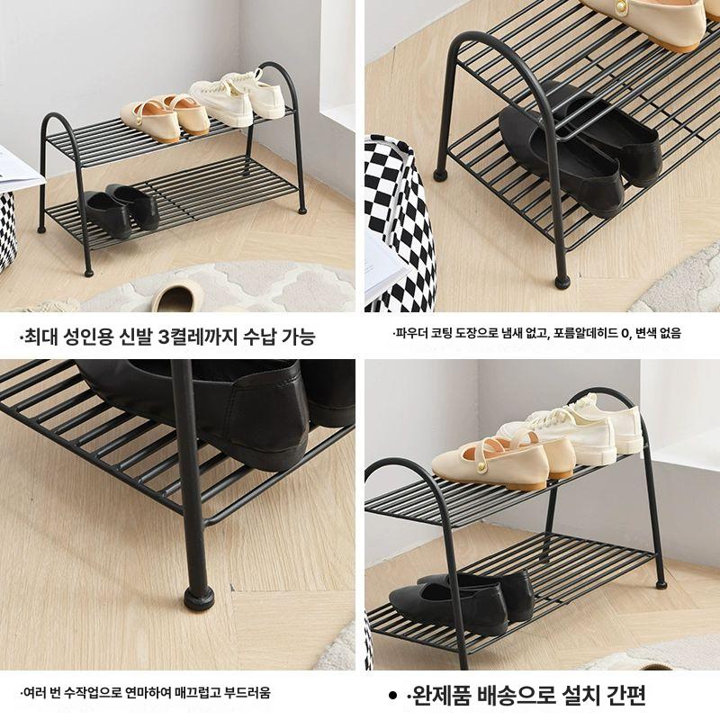원룸 좁은현관 신발장 공간활용 철제 자취방 신발정리 골드 2층 - 상세 이미지 5
