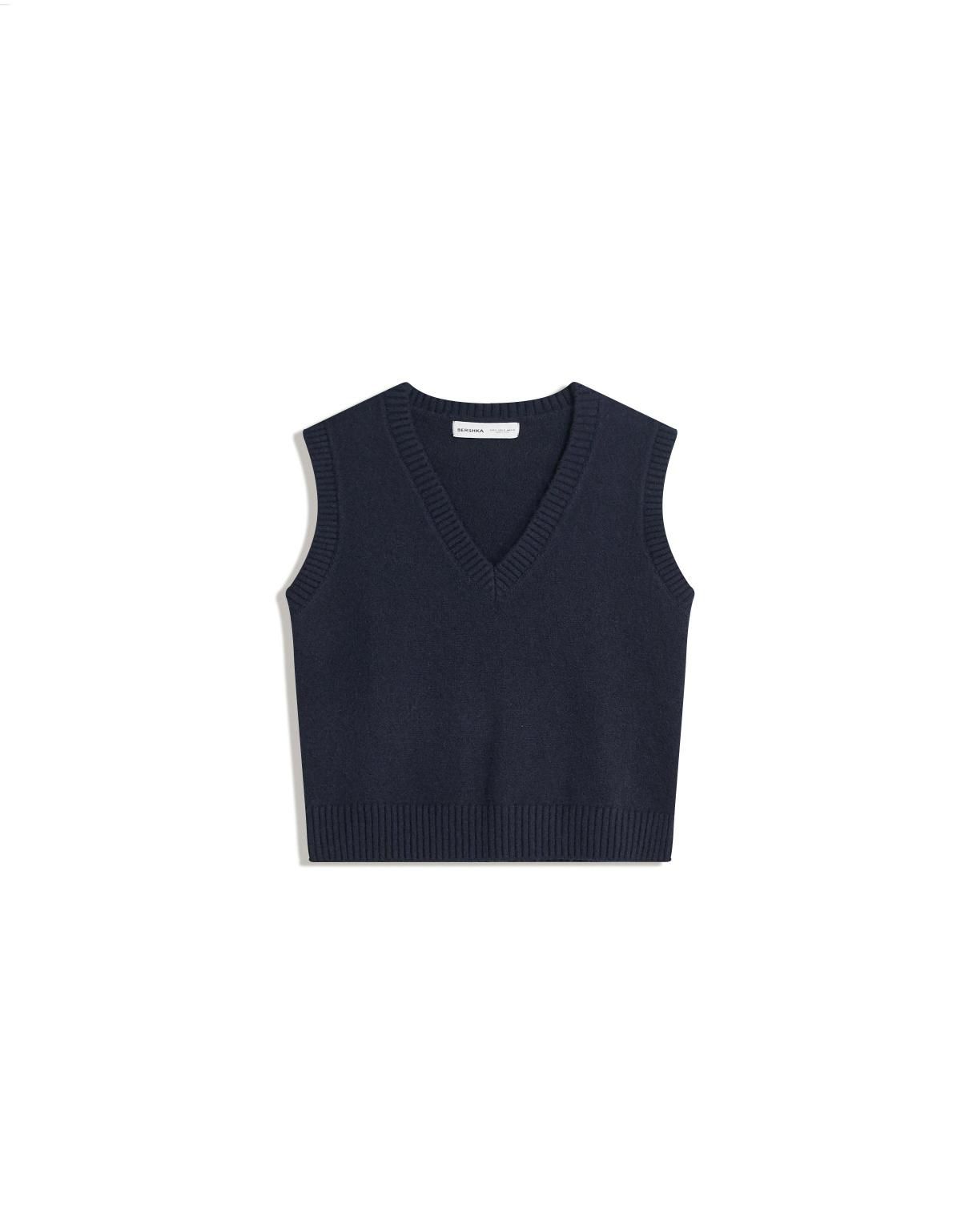 버쉬카 소프트 브이넥 니트 베스트 8587/376 BLUE - 상세 이미지 3